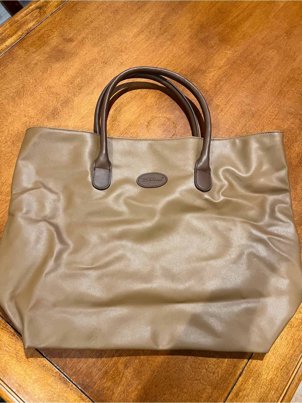 Everyday Taupe Tote with Dark Brown Handles